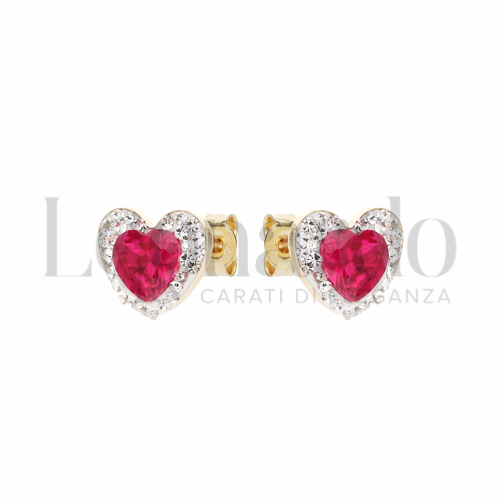 Forma Cuore con Resina, zirconi e pietra rossa in Oro Giallo da 1,2gr.