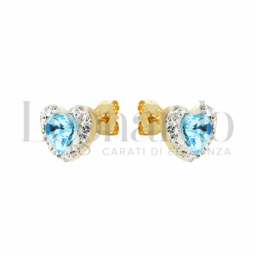 Forma Cuore con Resina, zirconi e pietra azzurra in Oro Giallo da 1,2gr.