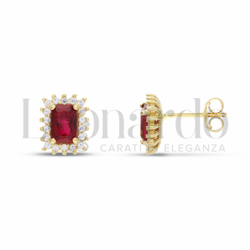 Orecchini A Lobo In Oro Giallo 333 (8kt) Con Granato Rosso Naturale - NKlaus - Pietra Vera 3mm