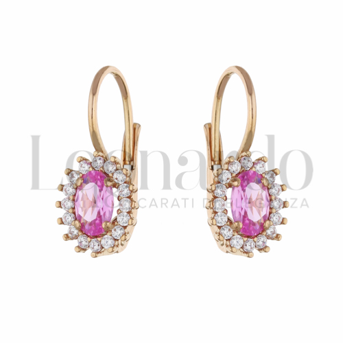 Forma Ovale con Pietra Idrotermale Rosa e zirconi bianchi in Oro Rosa da 2,5gr.
