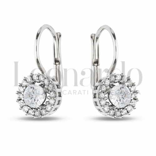 Forma Tondo con Pietra Bianca e zirconi bianchi in Oro Bianco da 2,6gr.