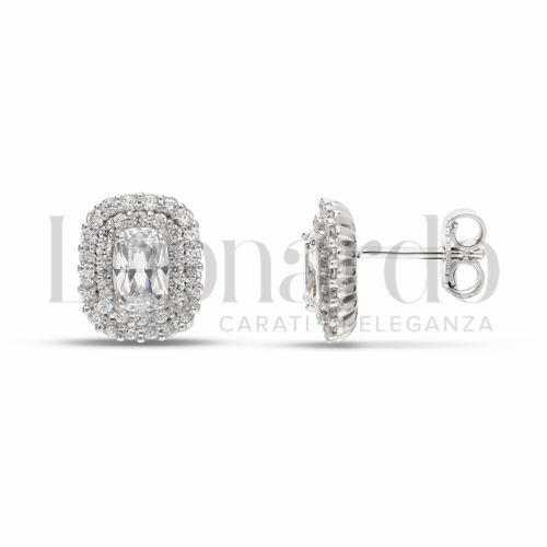 Forma Rettangolo con Pietra Bianca e zirconi bianchi in Oro Bianco da 3,3gr.