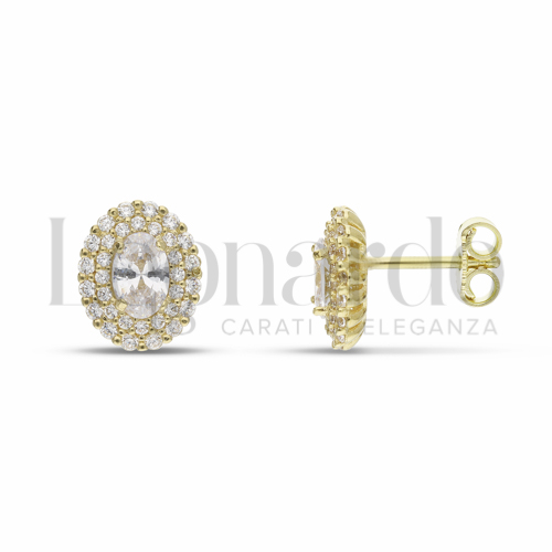 Forma Ovale con Pietra Bianca e zirconi bianchi in Oro Giallo da 3,1gr.