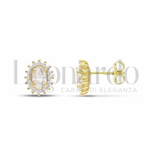 Forma Ovale con Pietra Bianca e zirconi bianchi in Oro Giallo da 2,4gr.