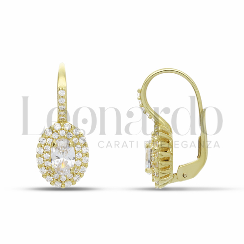 Forma Ovale con Pietra Bianca e zirconi bianchi in Oro Giallo da 3,9gr.