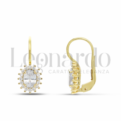 Forma Ovale con Pietra Bianca e zirconi bianchi in Oro Giallo da 2,7gr.