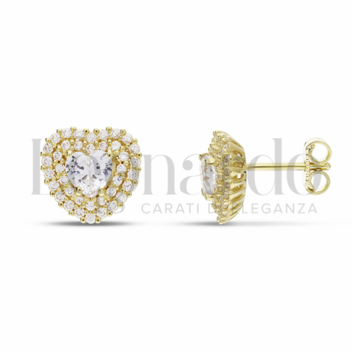 Forma Cuore con Pietra Bianca e zirconi bianchi in Oro Giallo da 3,3gr.