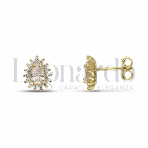 Forma Goccia con Pietra Bianca e zirconi bianchi in Oro Giallo da 2,4gr.