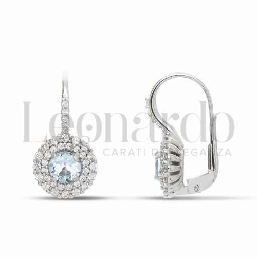 Forma Tondo con Topazio azzurro e zirconi bianchi in Oro Bianco da 3,9gr.