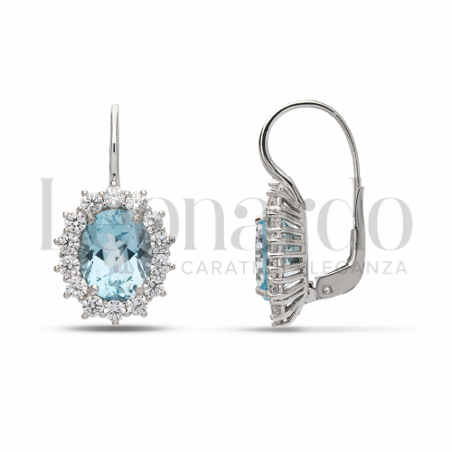 Forma Ovale con Topazio azzurro e zirconi bianchi in Oro Bianco da 6,2gr.