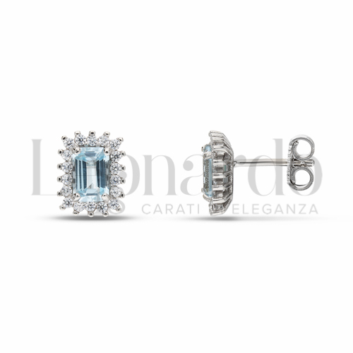 Forma Rettangolo con Topazio azzurro e zirconi bianchi in Oro Bianco da 2,4gr.