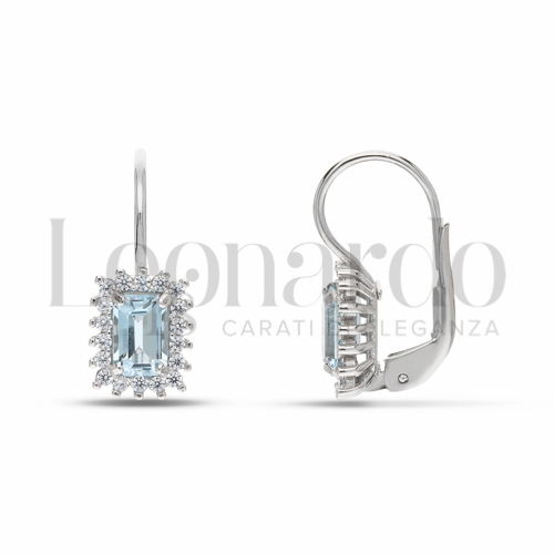 Forma Rettangolo con Topazio azzurro e zirconi bianchi in Oro Bianco da 2,7gr.