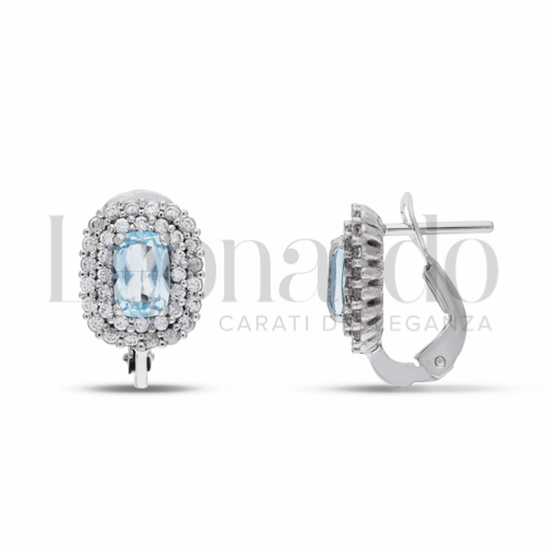 Forma Rettangolo con Topazio azzurro e zirconi bianchi in Oro Bianco da 3,4gr.
