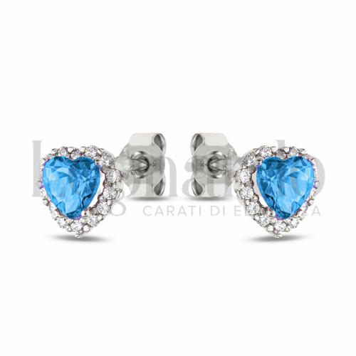 Forma Cuore con Topazio azzurro e zirconi bianchi in Oro Bianco da 1,9gr.