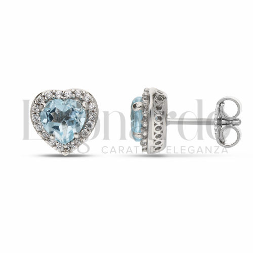 Forma Cuore con Topazio azzurro e zirconi bianchi in Oro Bianco da 2,9gr.