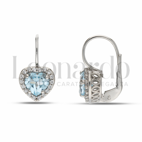 Forma Cuore con Topazio azzurro e zirconi bianchi in Oro Bianco da 3,5gr.