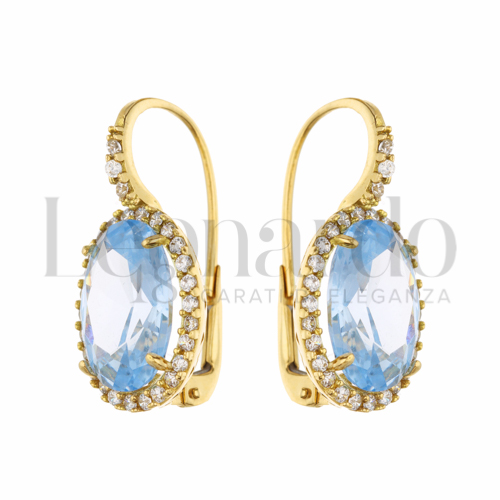 Forma Ovale con Topazio azzurro e zirconi bianchi in Oro Giallo da 7,5gr.