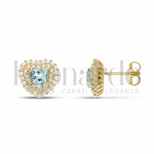 Forma Cuore con Topazio azzurro e zirconi bianchi in Oro Giallo da 3,3gr.