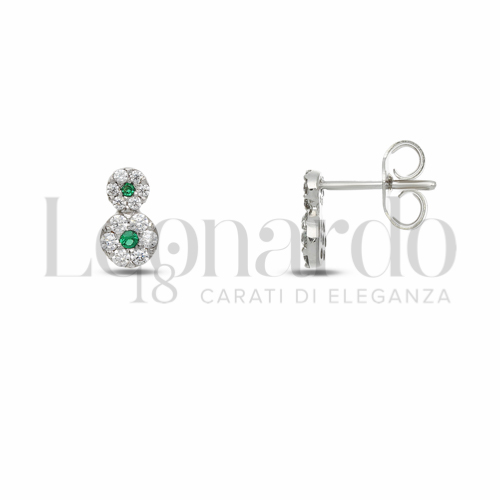 Forma Fiori con Zirconi verdi e zirconi bianchi in Oro Bianco da 1,4gr.