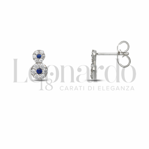 Forma Fiori con Zirconi blu e zirconi bianchi in Oro Bianco da 1,4gr.