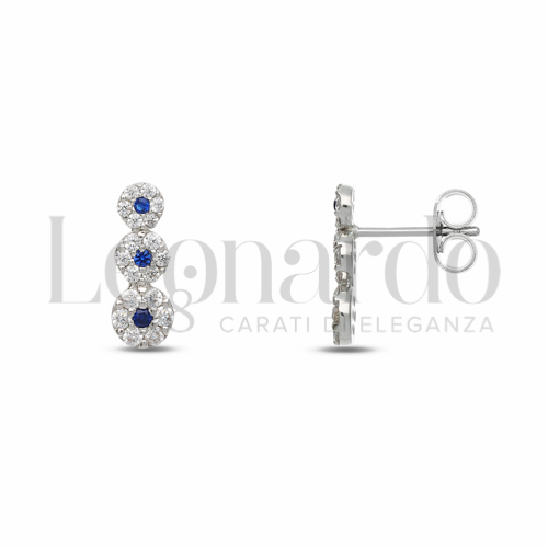 Forma Fiori con Zirconi blu e zirconi bianchi in Oro Bianco da 1,9gr.