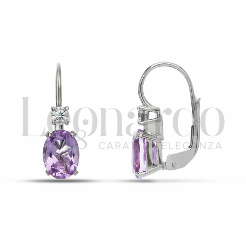 Forma Ovale con Ametista Idrotermale in Oro Bianco da 2,6gr.