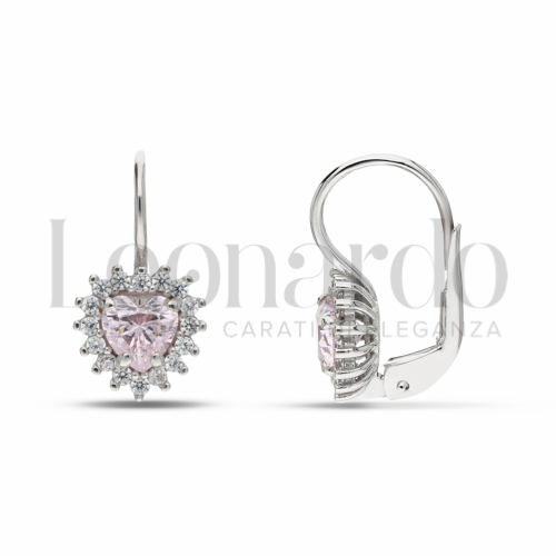 Forma Cuore con Pietra Idrotermale Rosa Light e zirconi Bianchi in Oro Bianco da 2,7gr.