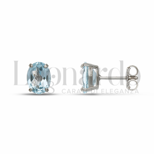 Forma Ovale con Topazio Azzurro in Oro Bianco da 1,9gr.