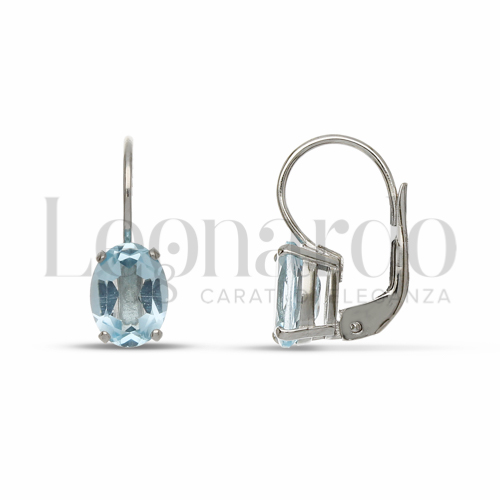 Forma Ovale con Topazio Azzurro in Oro Bianco da 2,1gr.