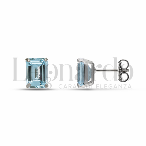 Forma Rettangolo con Topazio Azzurro in Oro Bianco da 2,2gr.