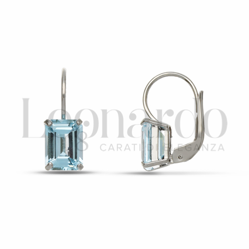 Forma Rettangolo con Topazio Azzurro in Oro Bianco da 2,5gr.