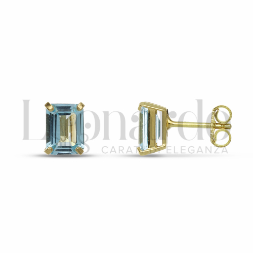 Forma Rettangolo con Topazio Azzurro in Oro Giallo da 2,2gr.