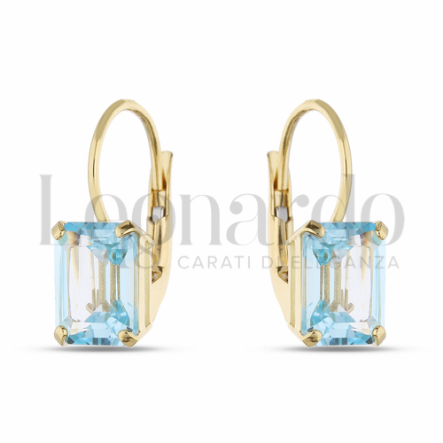 Forma Rettangolo con Topazio Azzurro in Oro Giallo da 2,5gr.