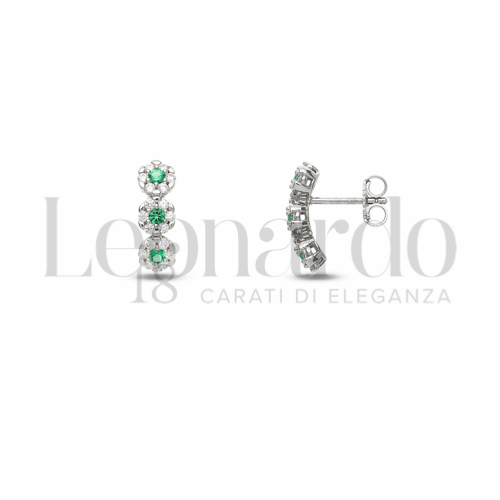 con Cuore di zirconi verdi e contorno di zirconi bianchi in Oro Bianco da 2,4gr.