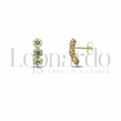 con Cuore di zirconi verdi e contorno di zirconi bianchi in Oro Giallo da 2,6gr.