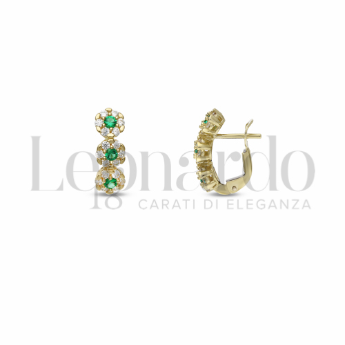 con Cuore di zirconi verdi e contorno di zirconi bianchi in Oro Giallo da 2,8gr.