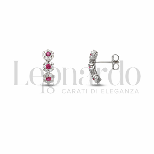 con Cuore di zirconi rossi e contorno di zirconi bianchi in Oro Bianco da 2,4gr.