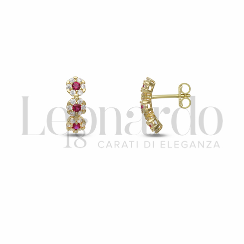 con Cuore di zirconi rossi e contorno di zirconi bianchi in Oro Giallo da 2,6gr.