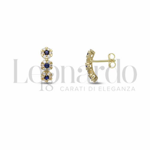 con Cuore di zirconi blu e contorno di zirconi bianchi in Oro Giallo da 2,6gr.