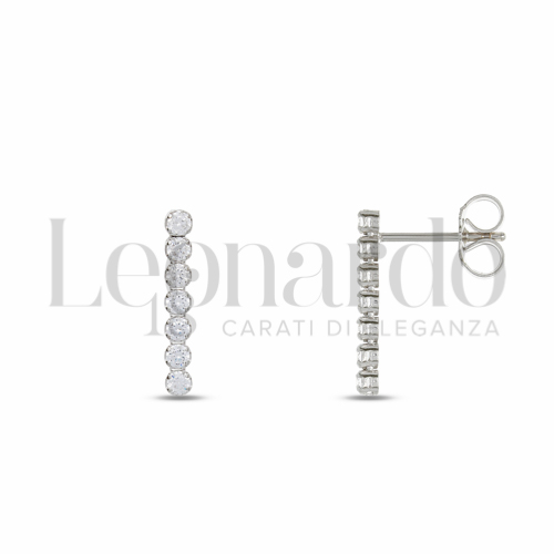 Orecchini In Oro Bianco 18 Carati Con Zirconi Colorati - Eleganti E Allegri - Lunghezza 2,7 Cm - Regalo Di Lusso Con Certificato Di Autenticità