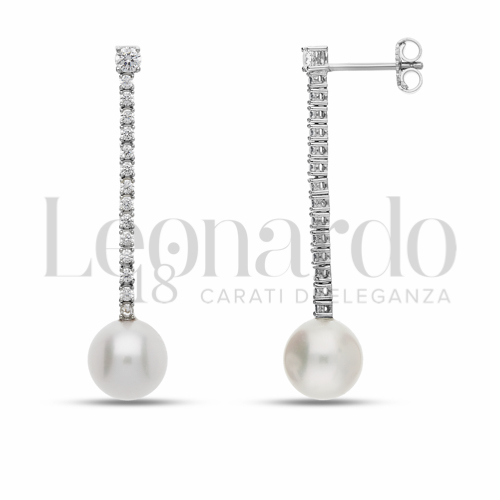 Filo singolo con Perla & Zirconi bianchi in Oro Bianco da 4,8gr.