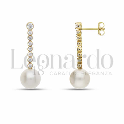 Filo singolo con Perla & Zirconi bianchi in Oro Giallo da 4,4gr.