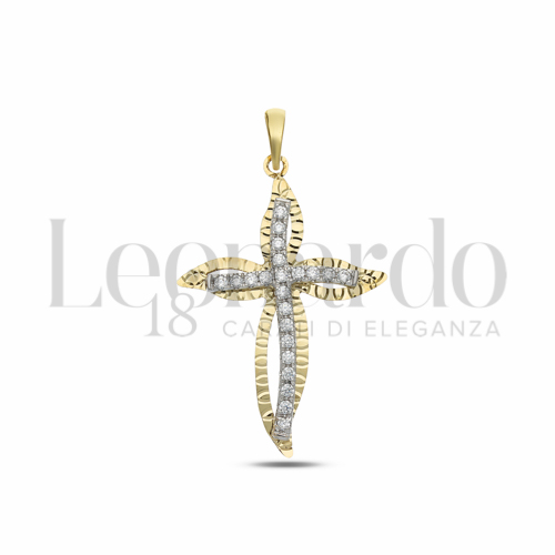 con Zircone bianco in Oro Giallo e Oro Bianco da 2,4gr.