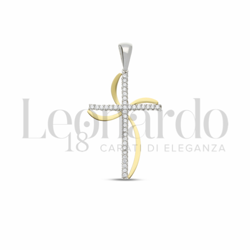 con Zircone bianco in Oro Giallo e Oro Bianco da 1,6gr.