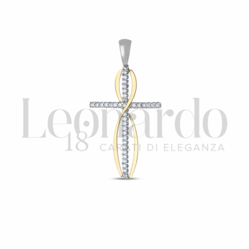 con Zircone bianco in Oro Giallo e Oro Bianco da 2,2gr.