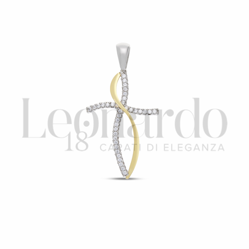 con Zircone bianco in Oro Giallo e Oro Bianco da 1,6gr.