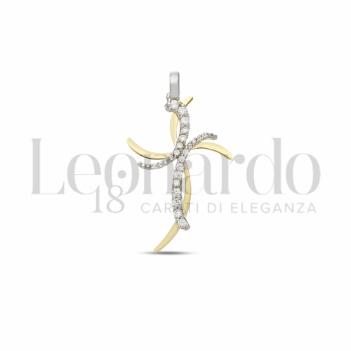 con Zircone bianco in Oro Giallo e Oro Bianco da 1,4gr.