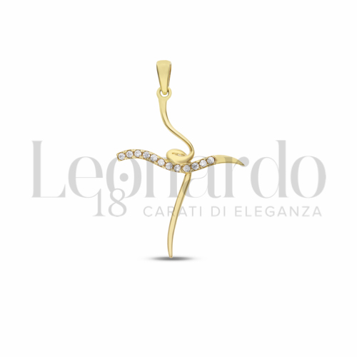 con Zircone bianco in Oro Giallo da 0,9gr.