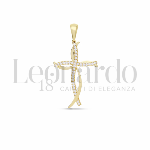 con Zircone bianco in Oro Giallo da 2gr.