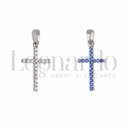 con Double Face - Zirconi Blu e Zirconi Bianchi in Oro Bianco da 1gr.